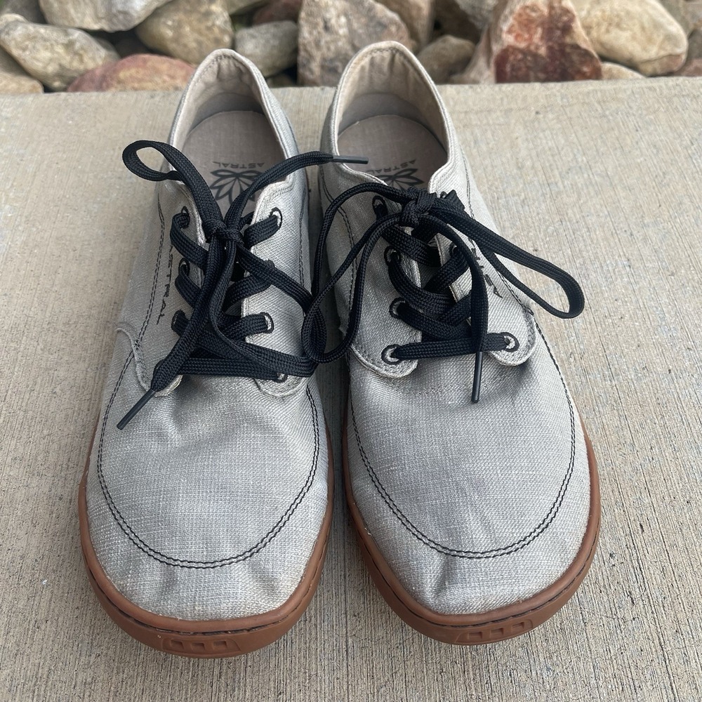 Astral Shoes Mens 9.5 Hemp Loyak Barefoot Boat Minimalist Canvas Zero Drop Gray